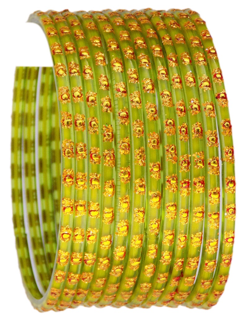 JD'Z COLLECTION Glass Bangles For Women, Indian Traditional Jewelry Glass Bangle Set for Ethnic Daily Wear, Bridal Bangles for Indian Marriage (Set of 12-2.4) - Light Green - Image 3